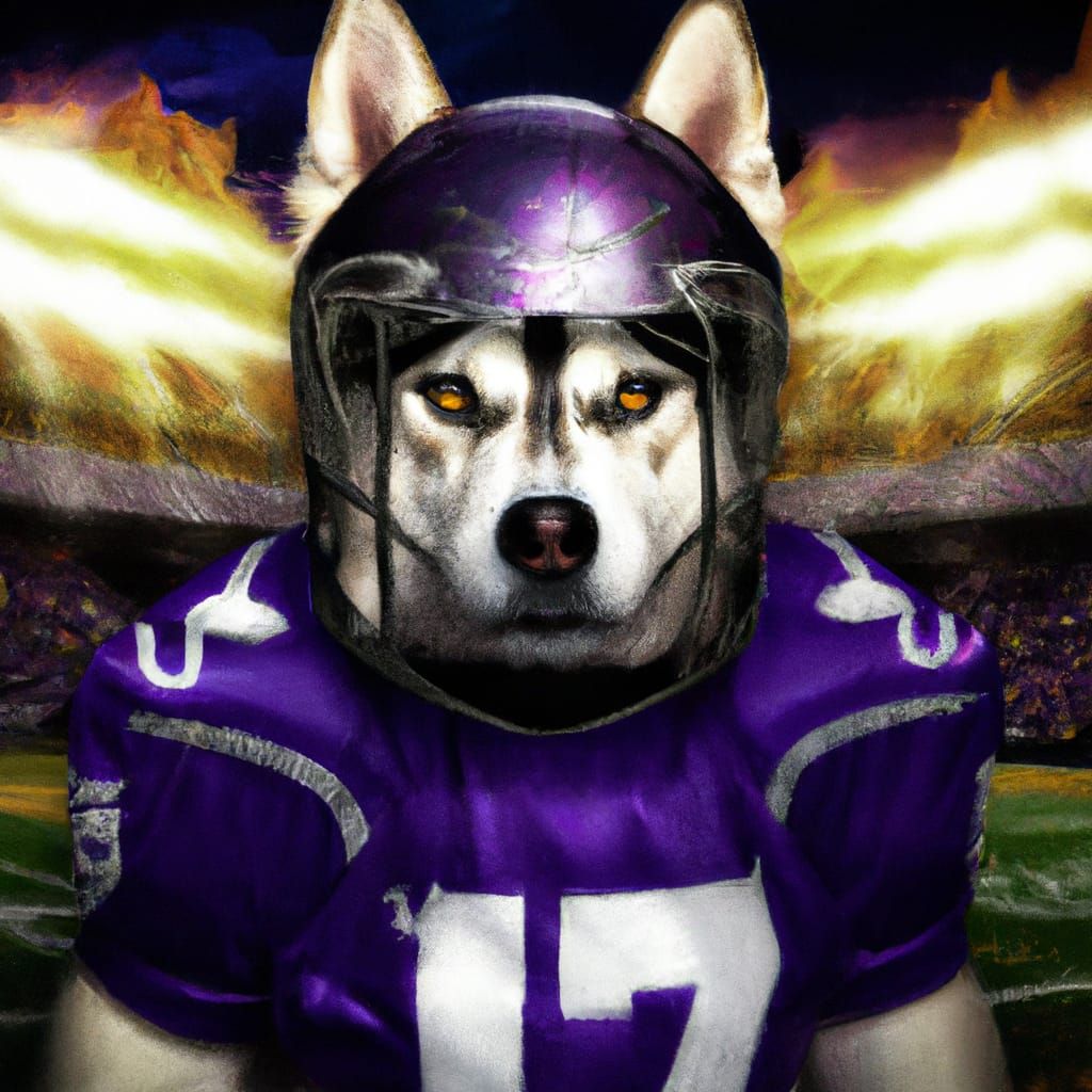 Husky Dog in UW Gear at Husky Stadium