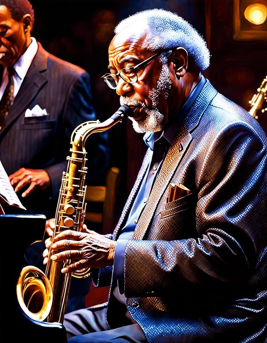 Soulful Jazz Musician Portrait in Hyperrealism