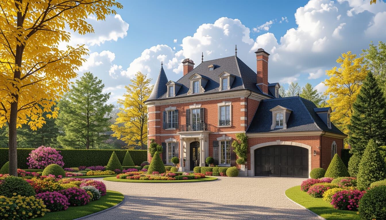 Grand Chateau Amidst Impressionist Garden