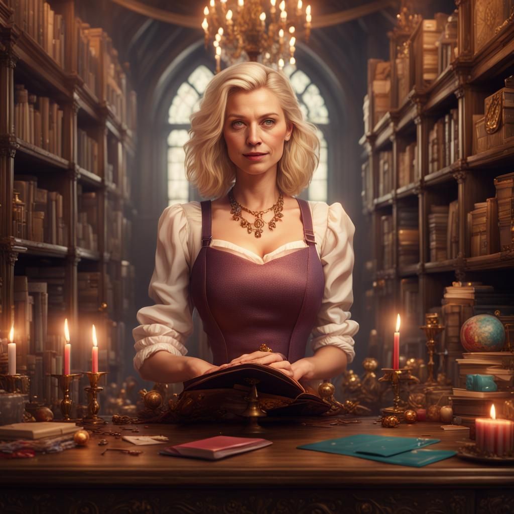 Birthday Card for a Librarian in Fantasy Style