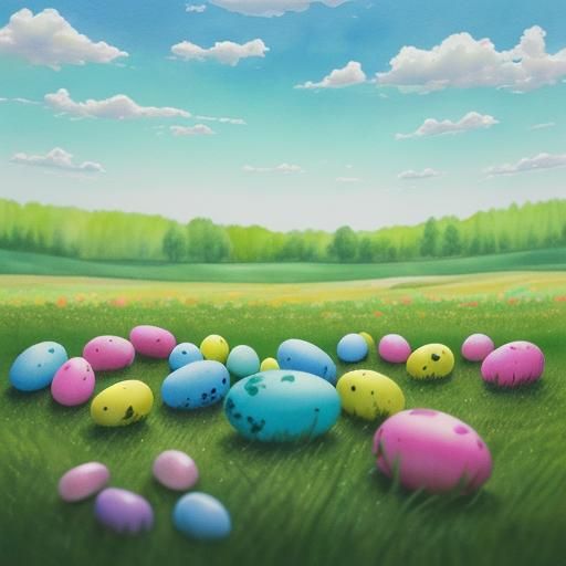 Easter Bunnies and Candy in Watercolor