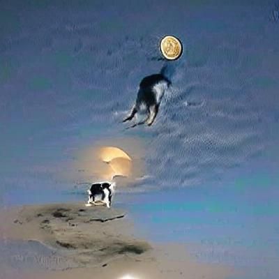 Dog's Whimsical Jump Over the Moon