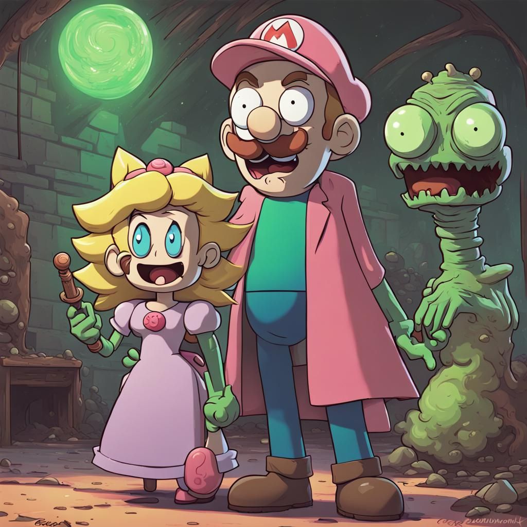 Sinister Rick and Morty as Mario Bros.