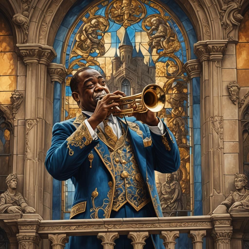 Louis Armstrong as Royal Trumpeter in Matte Painting
