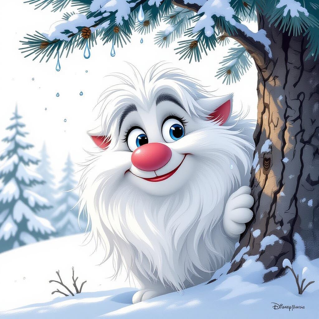 Fluffy Creature with Leather Nose in Winter