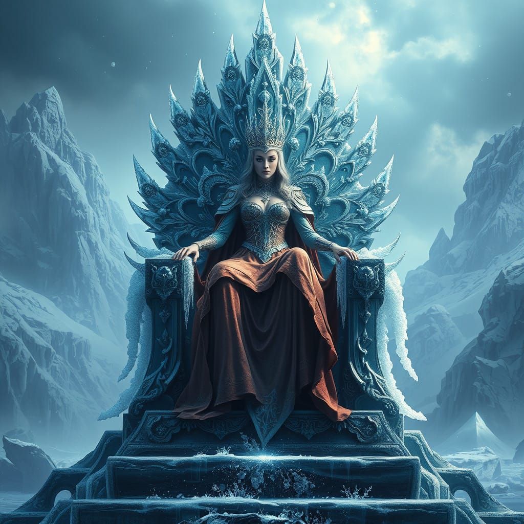 Regal Ice Queen in Majestic Frozen Realm