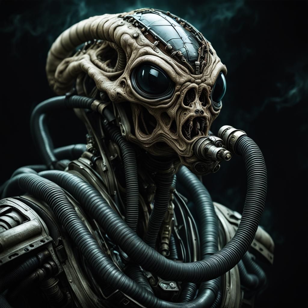 Alien Methane Breathing Tube in Cinematic Realism