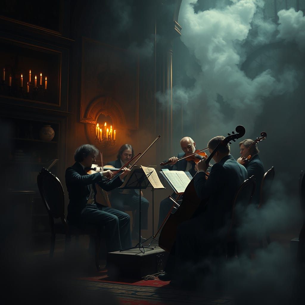 Epic Victorian Epic Concert in a Dark Fantasy Study