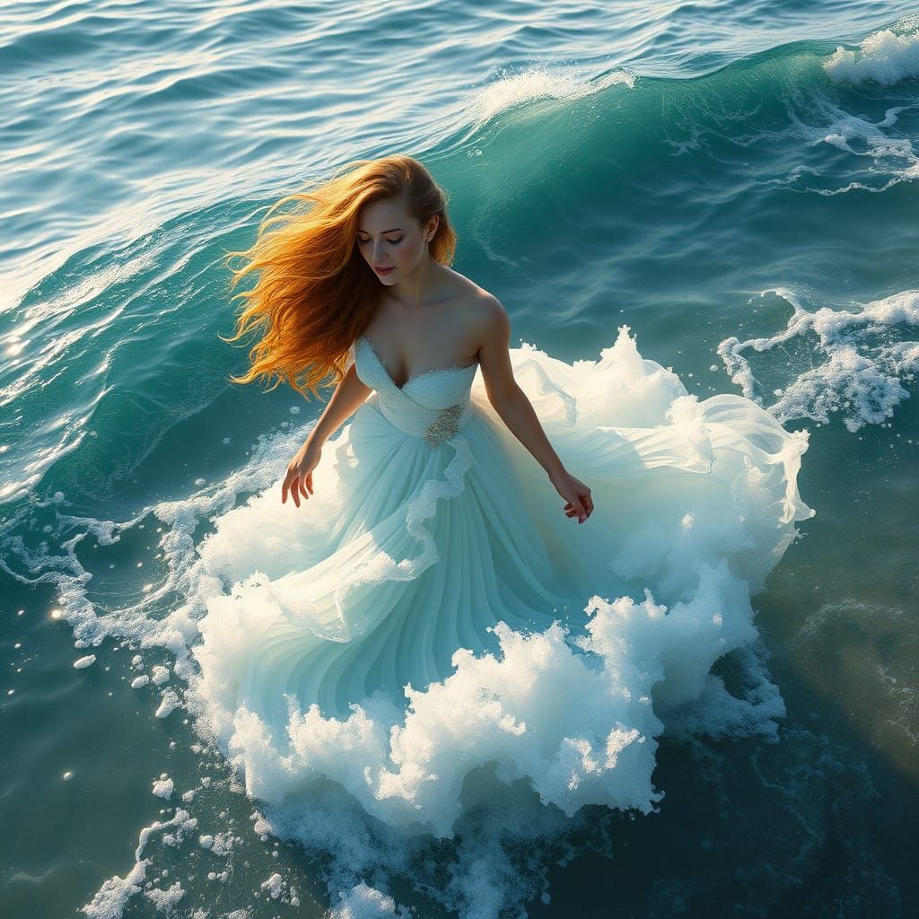Surreal Mermaid Goddess Shimmering in Oceanic Splendor
