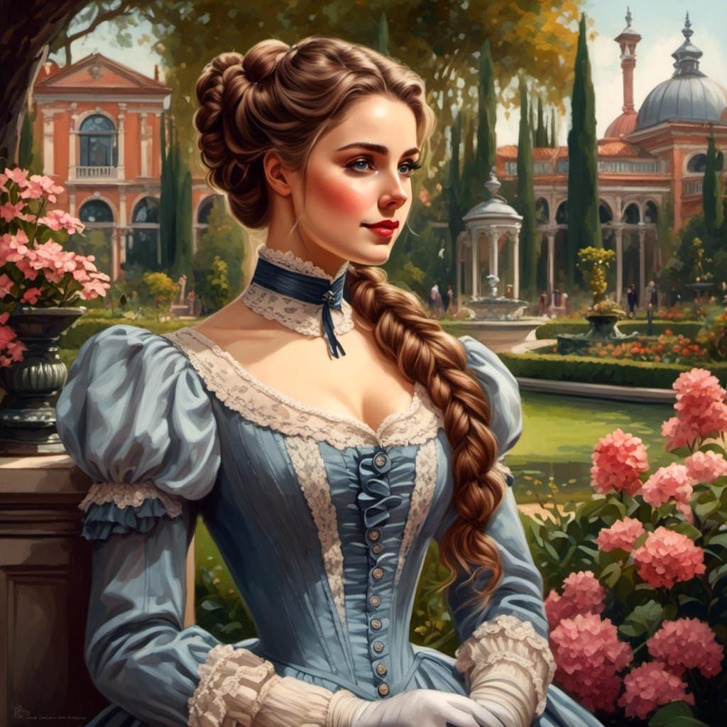 Victorian Woman in Botanic Garden