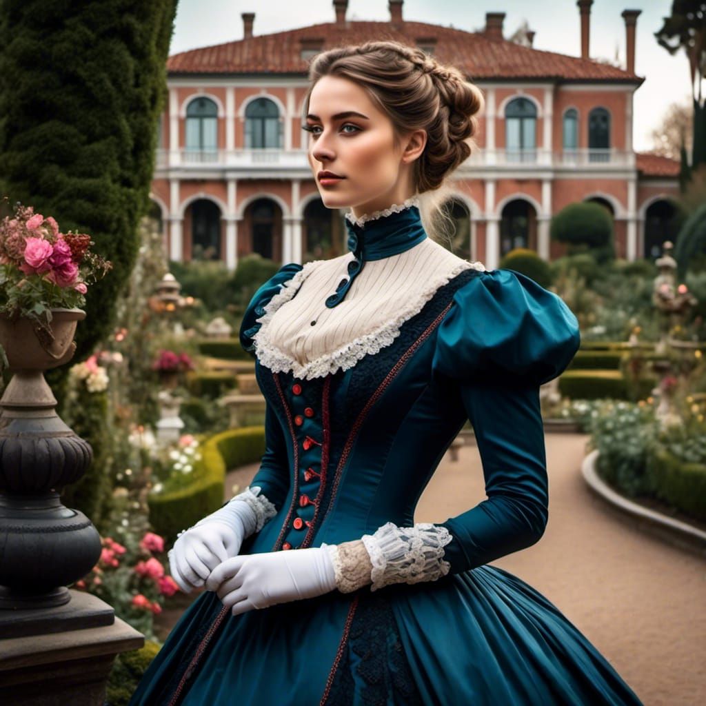 Victorian Woman in Botanic Garden Portrait