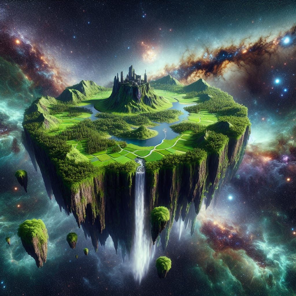 Floating Island in Space: Stunning 3D Render