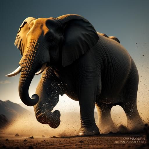 War Elephant Charge in Golden Light