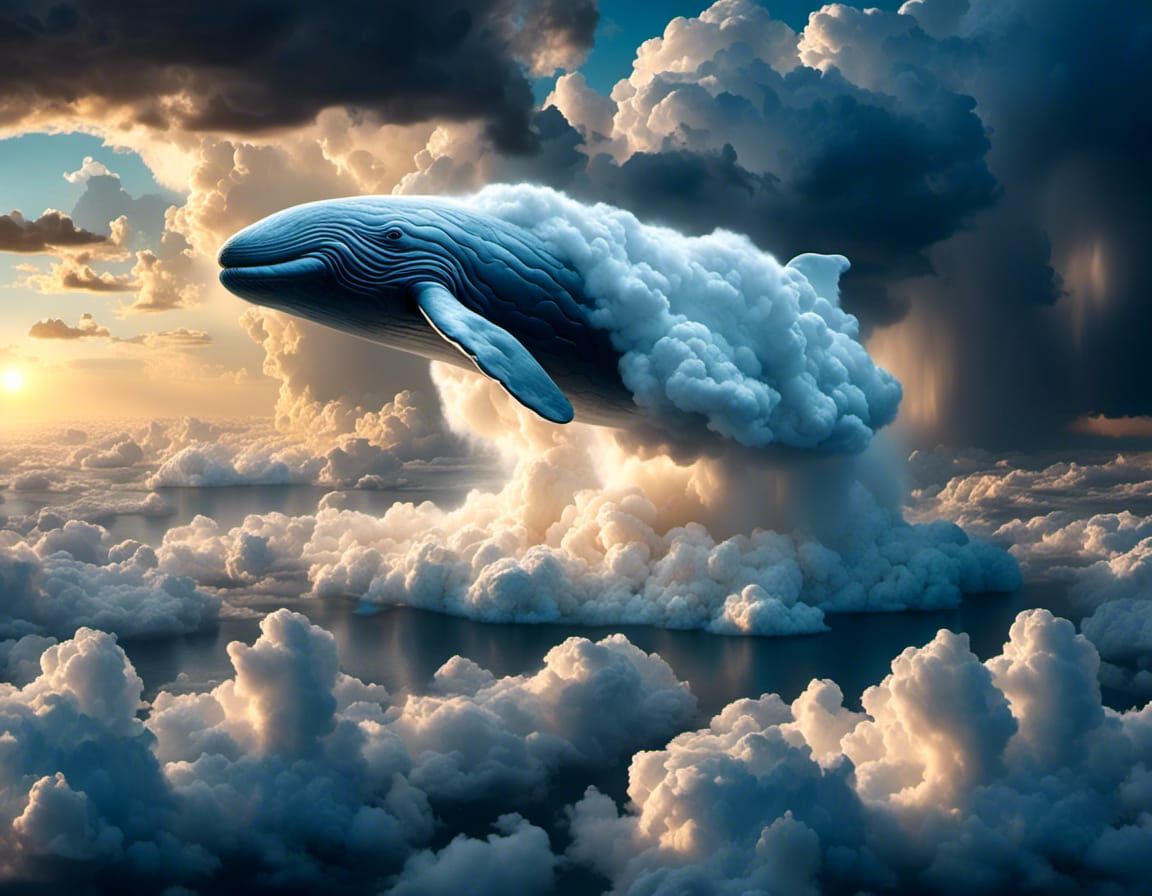 Whale-Shaped Storm Cloud Swims Across Sunset Sky