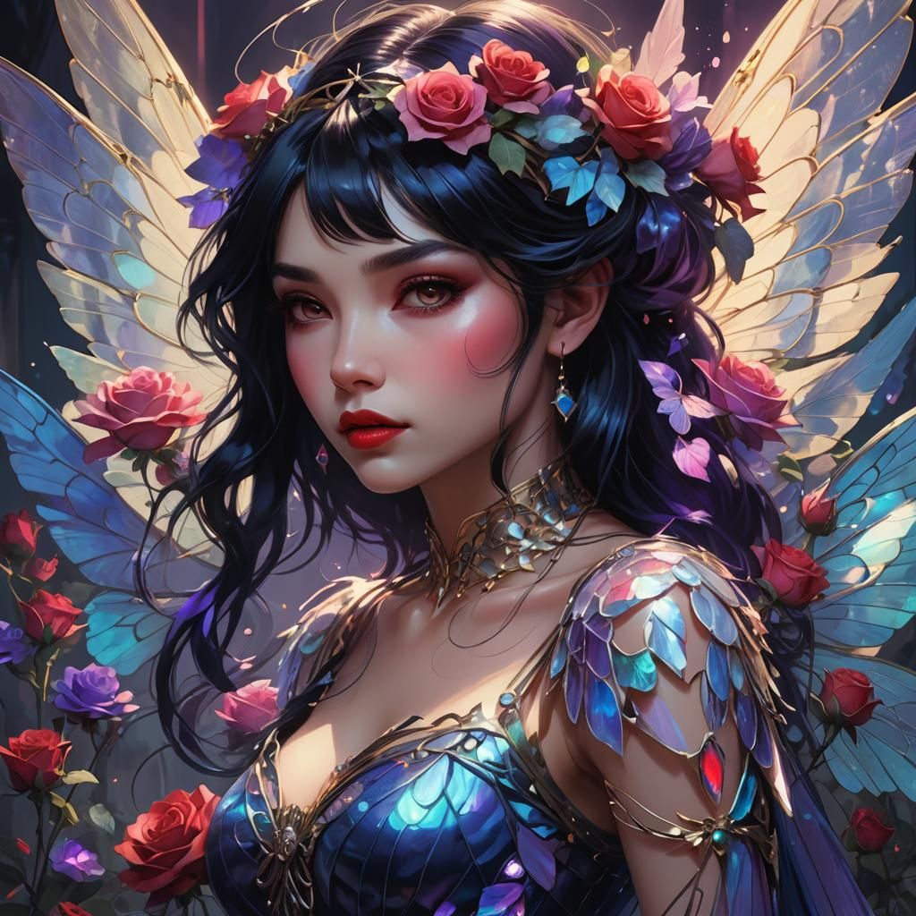 Luminescent Fairy Portrait in Art Nouveau Style