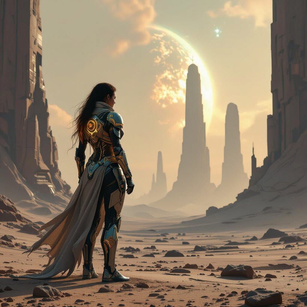 Armored Explorer on Alien Planet in Concept Art