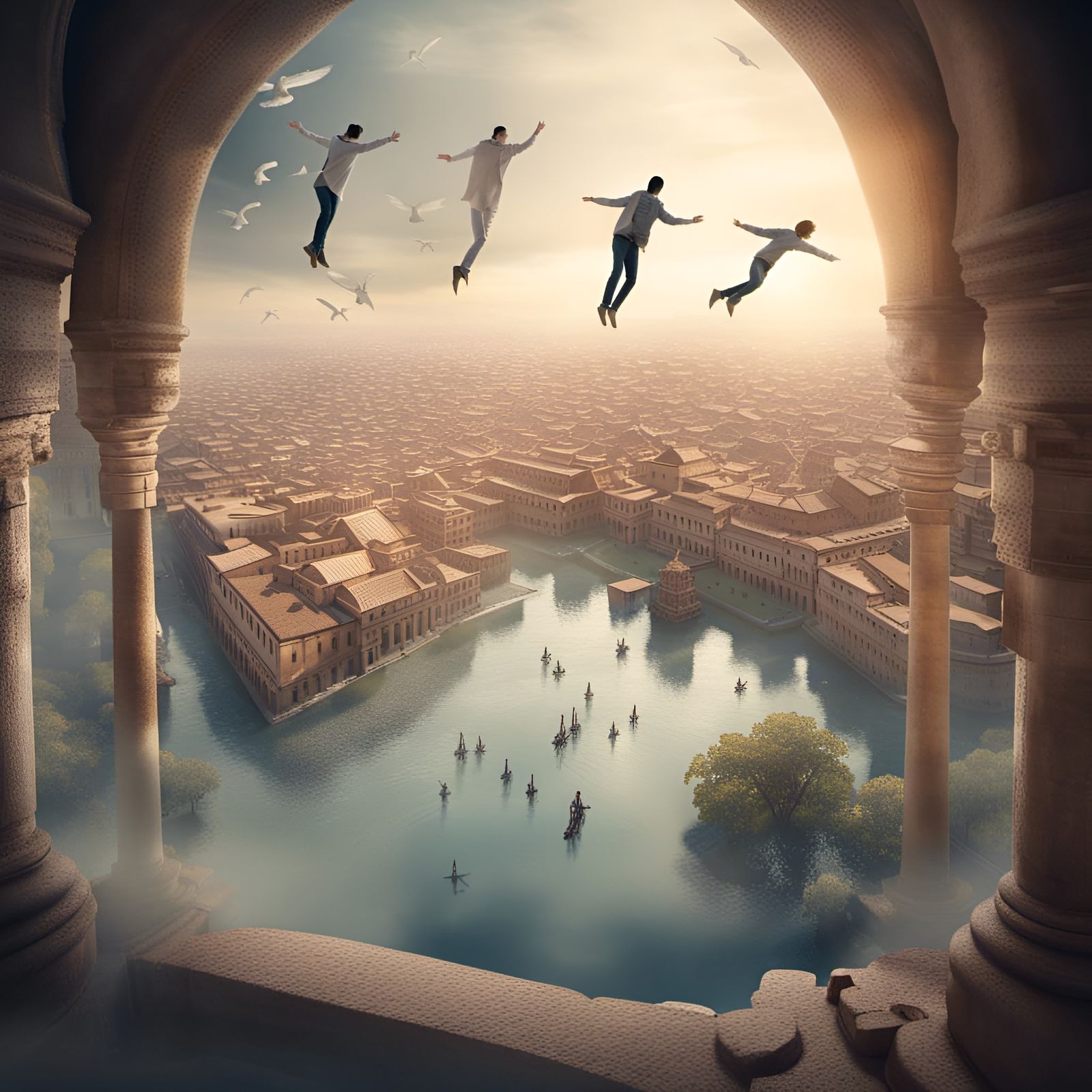 Mystical Dream Vision of Friends Levitating