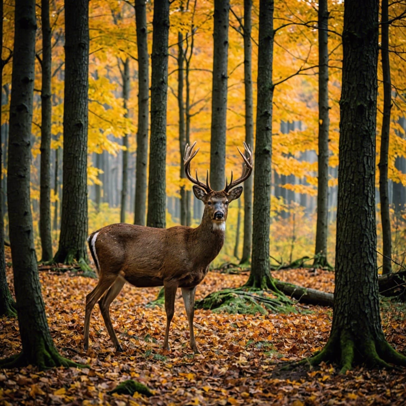 Deer in Autumn Woods