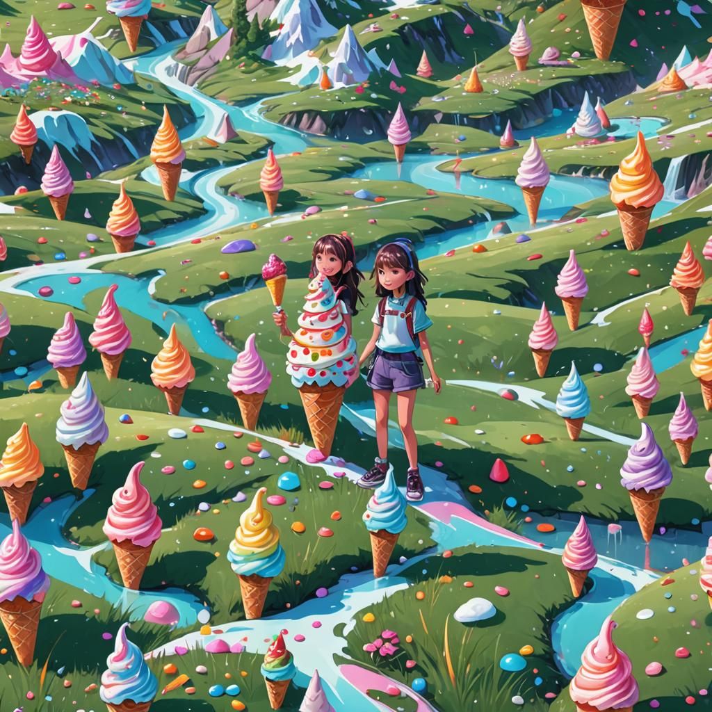 Whimsical Ice Cream Landscape in Digital Art