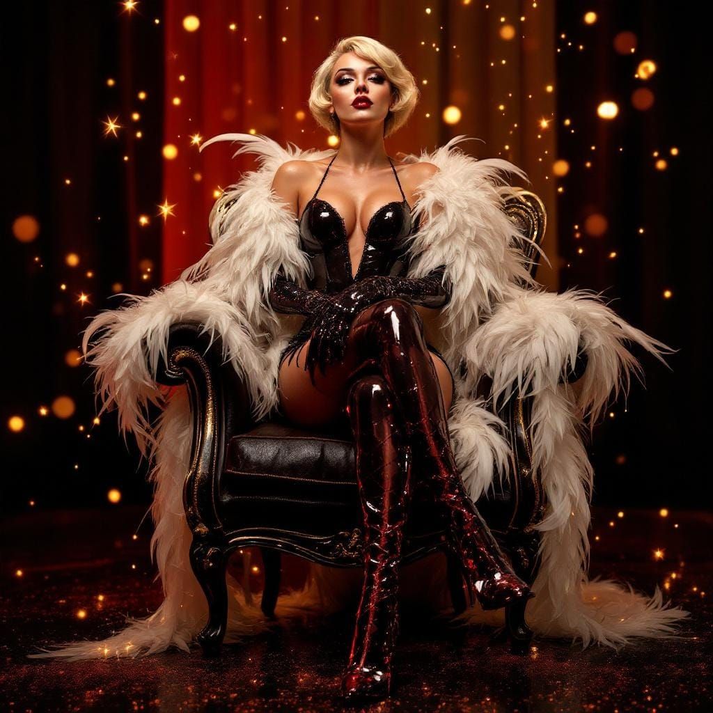 Glittering Burlesque Beauty on Cabaret Stage