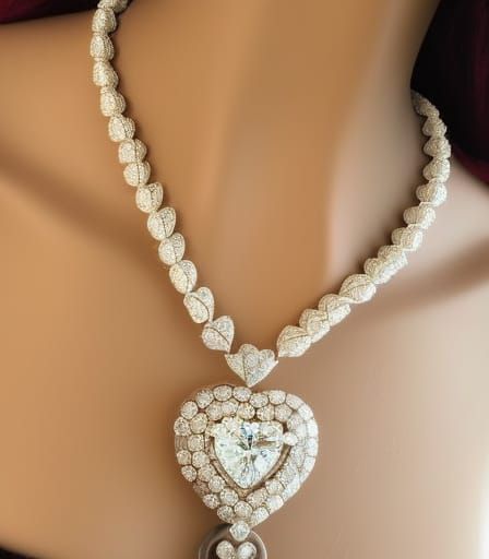 Woman with Heart Diamond Necklace: Digital Matte Painting