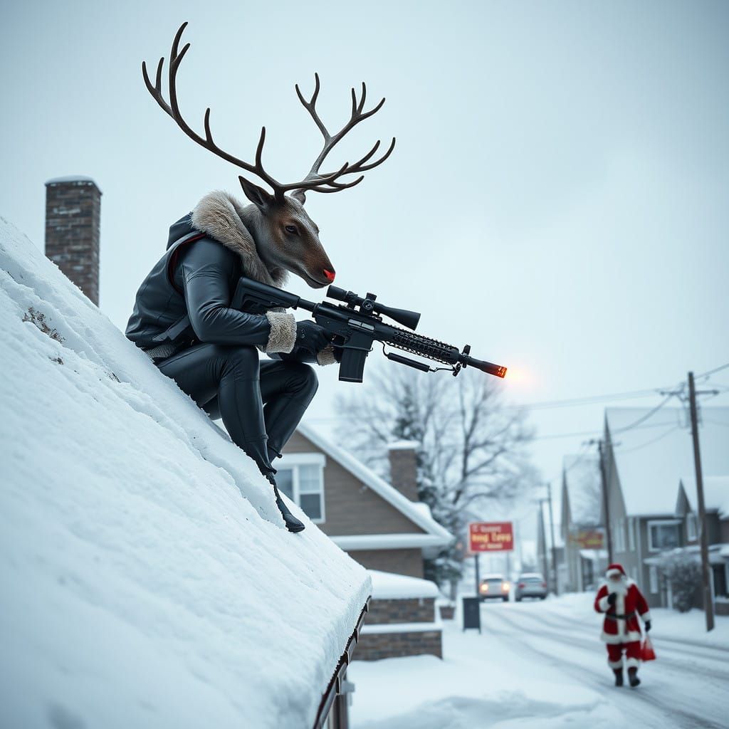 High Tech Reindeer Sniper Targets Jolly Old Saint Nick