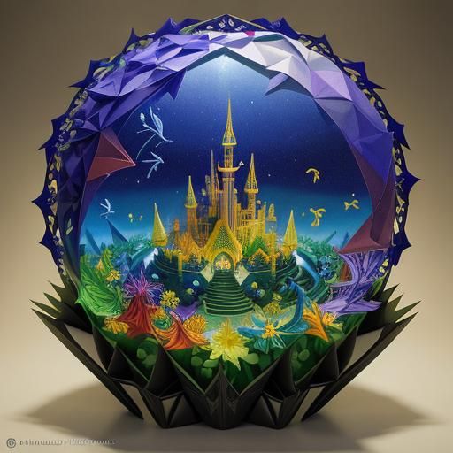 Garden of Earthly Delights in Paper Art Style