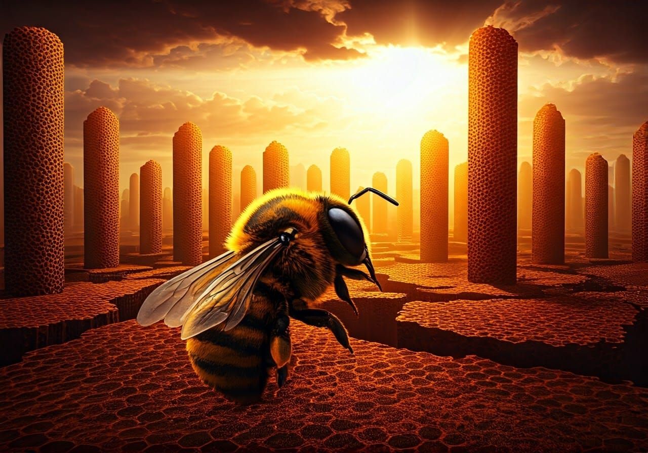 Bee Metropolis in Vibrant Honeycomb Skyscrapers