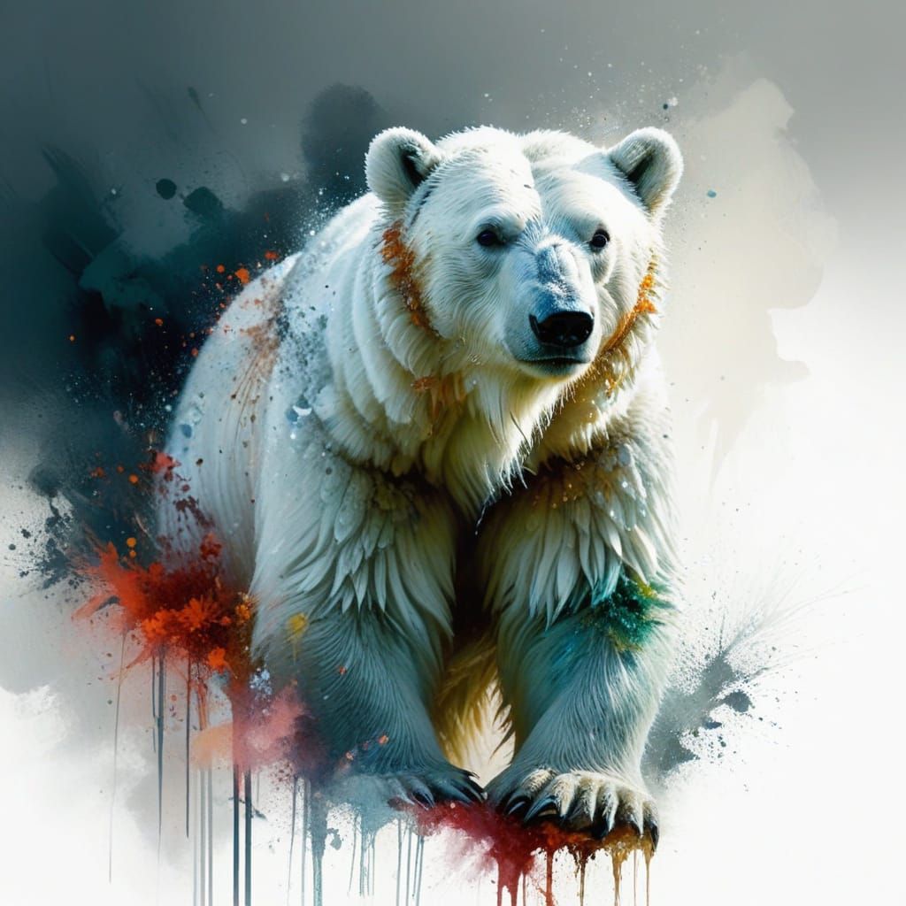 Surreal Polar Bear Emerges from Autumnal Landscape