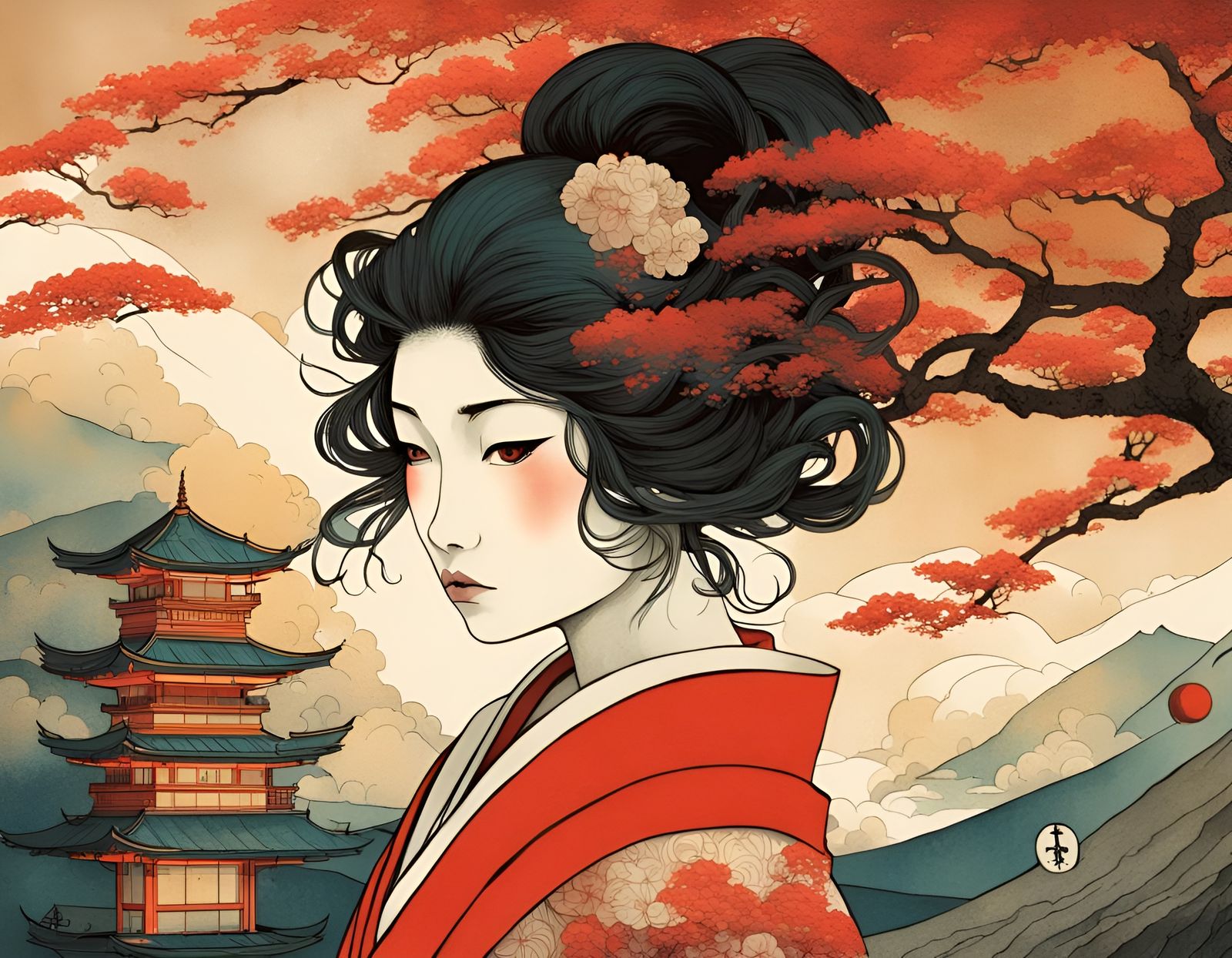 Sandra in Japanese Ink Wash Style