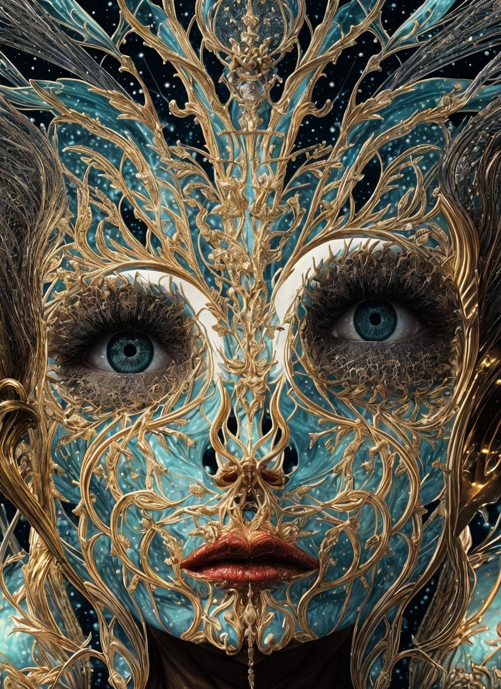 Ethereal Alien Portrait with Glazed Skin, Digital Art