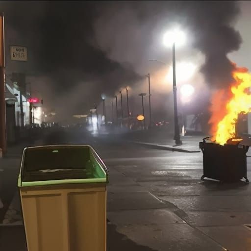 Grungy Back Alley at Night with Fire