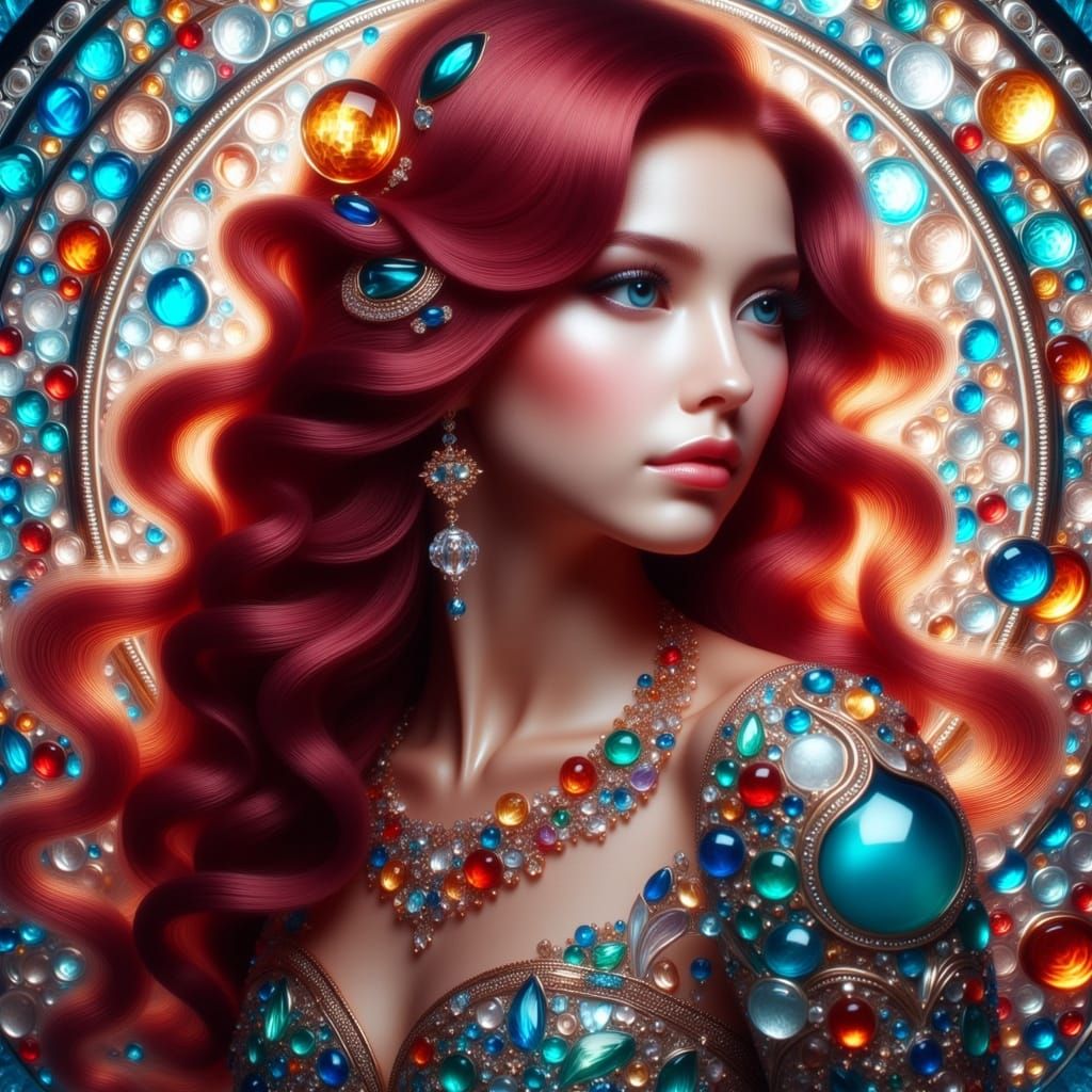 Stained Glass Woman in Art Deco Style