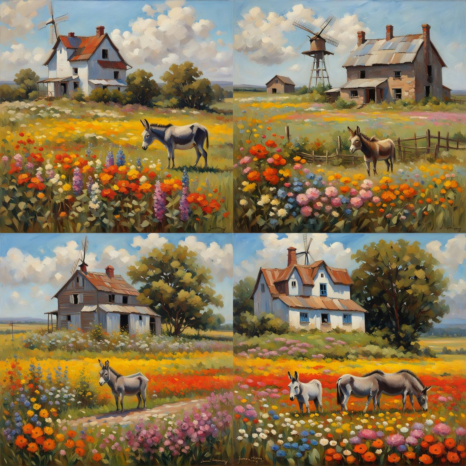 Rural House with Donkey: An Oil Painting