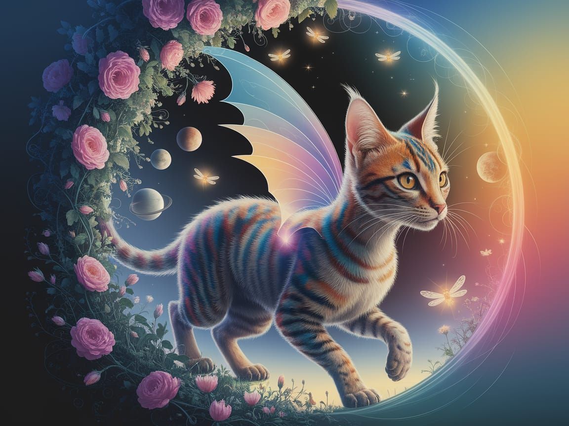 Ethereal Dragon-Cat Enters Fairy Portal