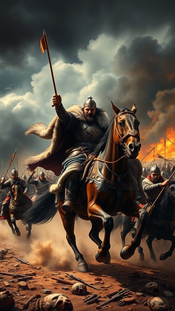 Genghis Khan Leads Mongol Warriors into Epic Battle
