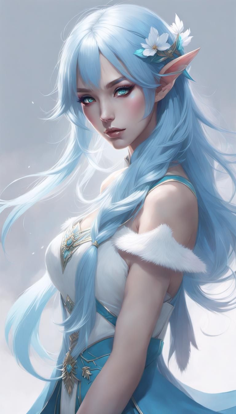 Ethereal Elf Queen Portrait in Cottagecore Style