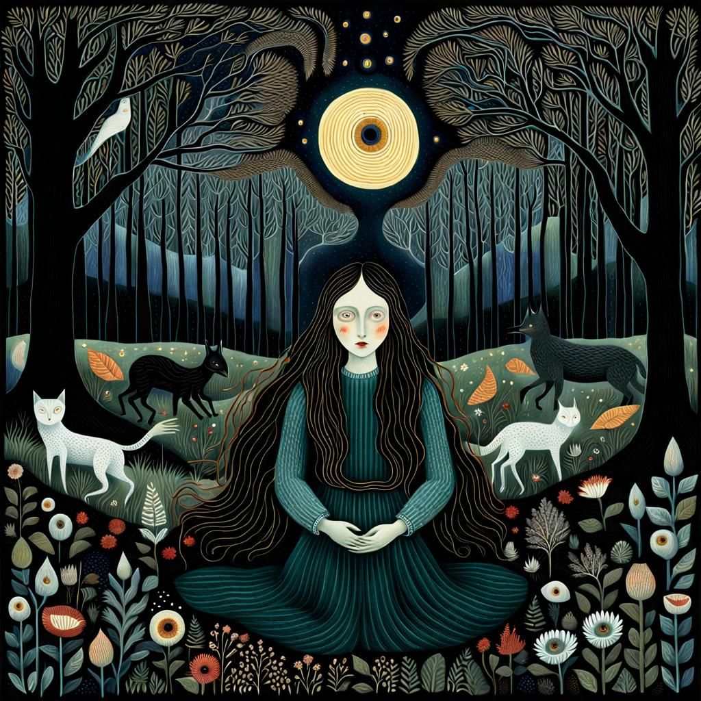 Surreal Album Cover with Woman and Bio Art