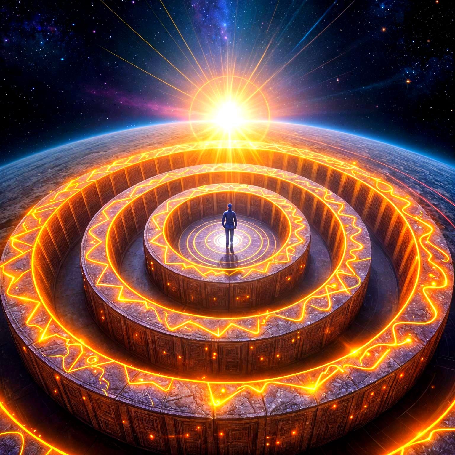 Cosmic Labyrinth: A Majestic, Mysterious Guiding Light