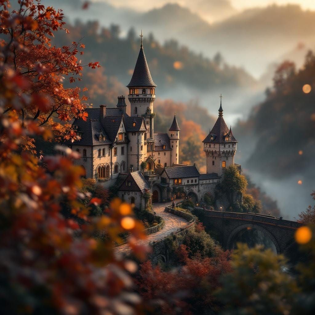 Miniature Burg Eltz Castle in Autumn Light