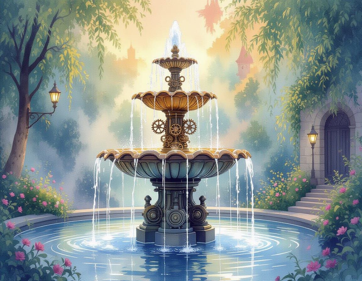 Majestic Fountain of Liquid Light and Paint