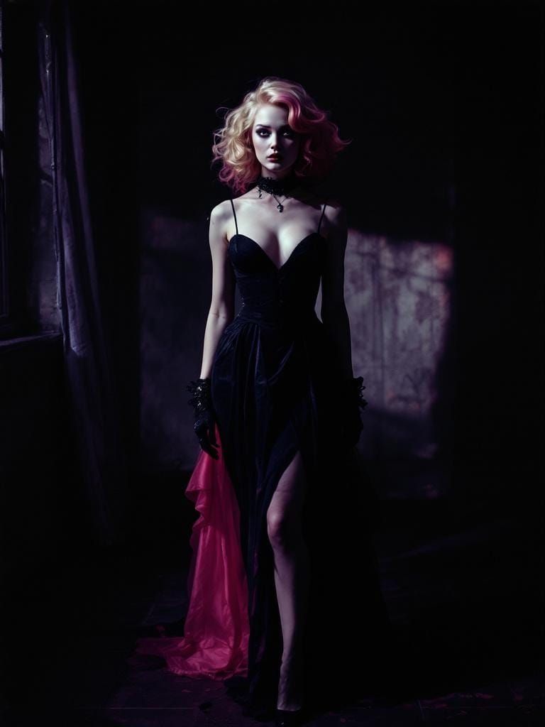 Pin-Up in Gothic Fusion Style, Theatrical Lighting