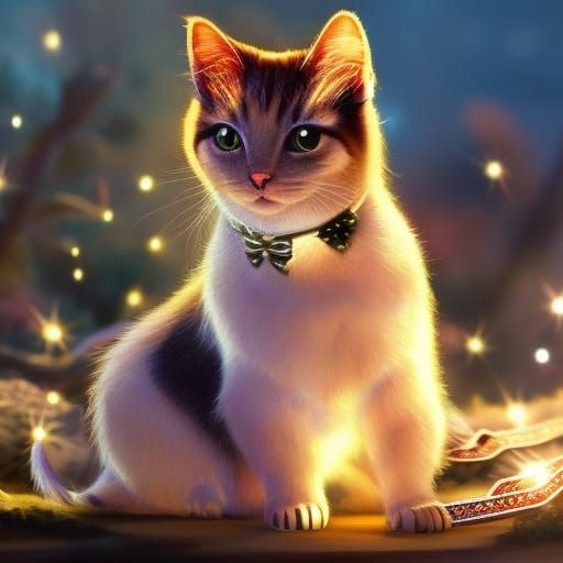 Ornate Fantasy Cat in Enchanted Forest