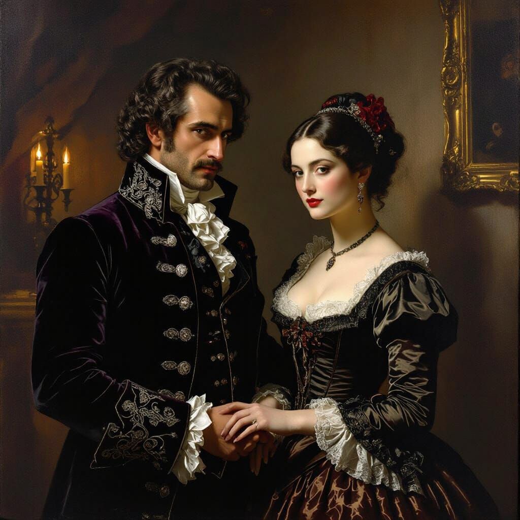 Shadowy Salon Meeting Inspired by Baroque Art