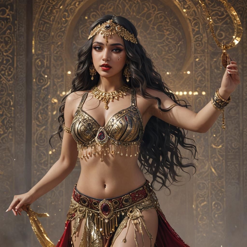 Egyptian Dancer in Shimmering Costume: Anime Art