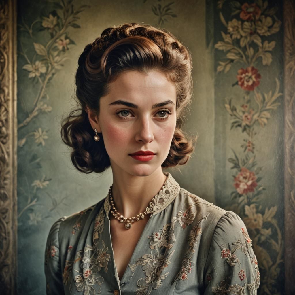 Beautiful French Woman Portrait, Circa 1944