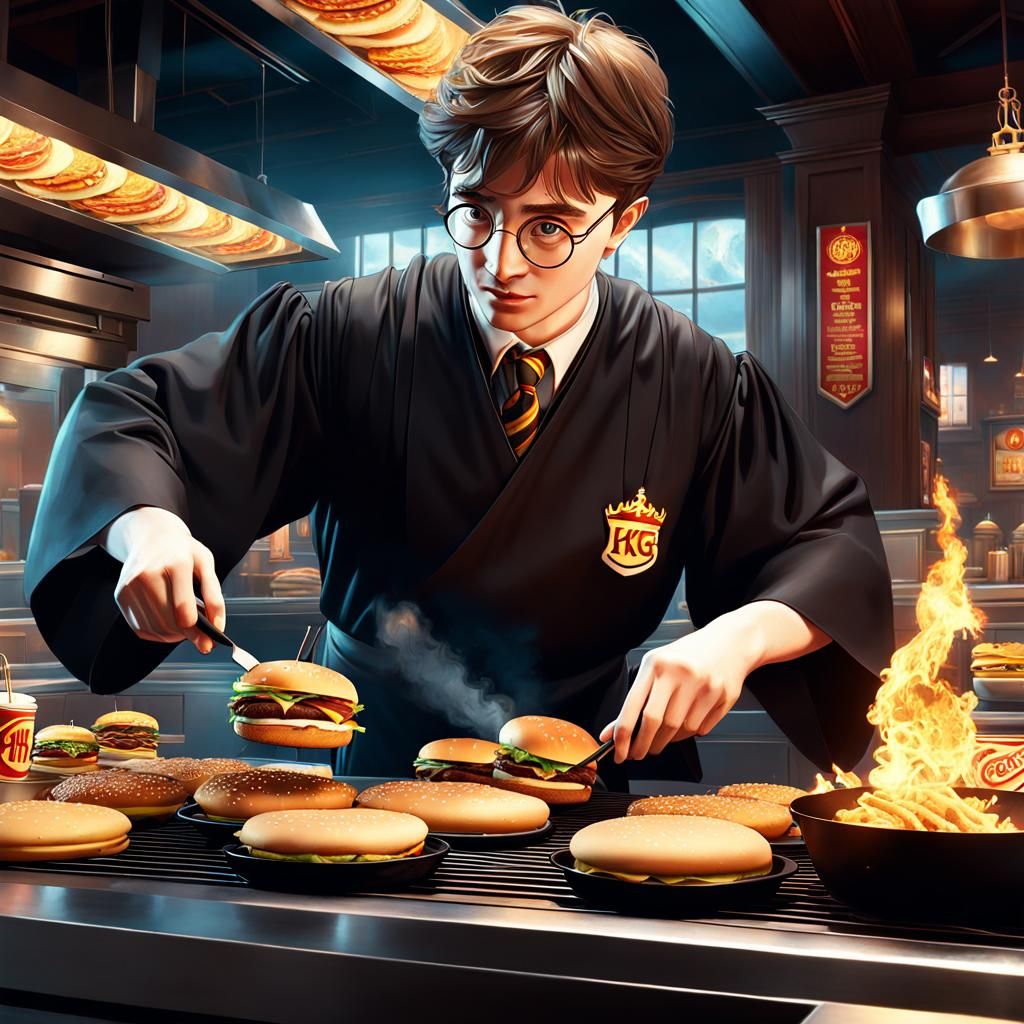 Harry Potter's Burger King Fantasy Art in Digital Style