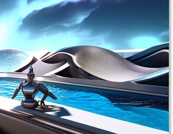 Robots Clean Baroque Pool in Sci-Fi Style
