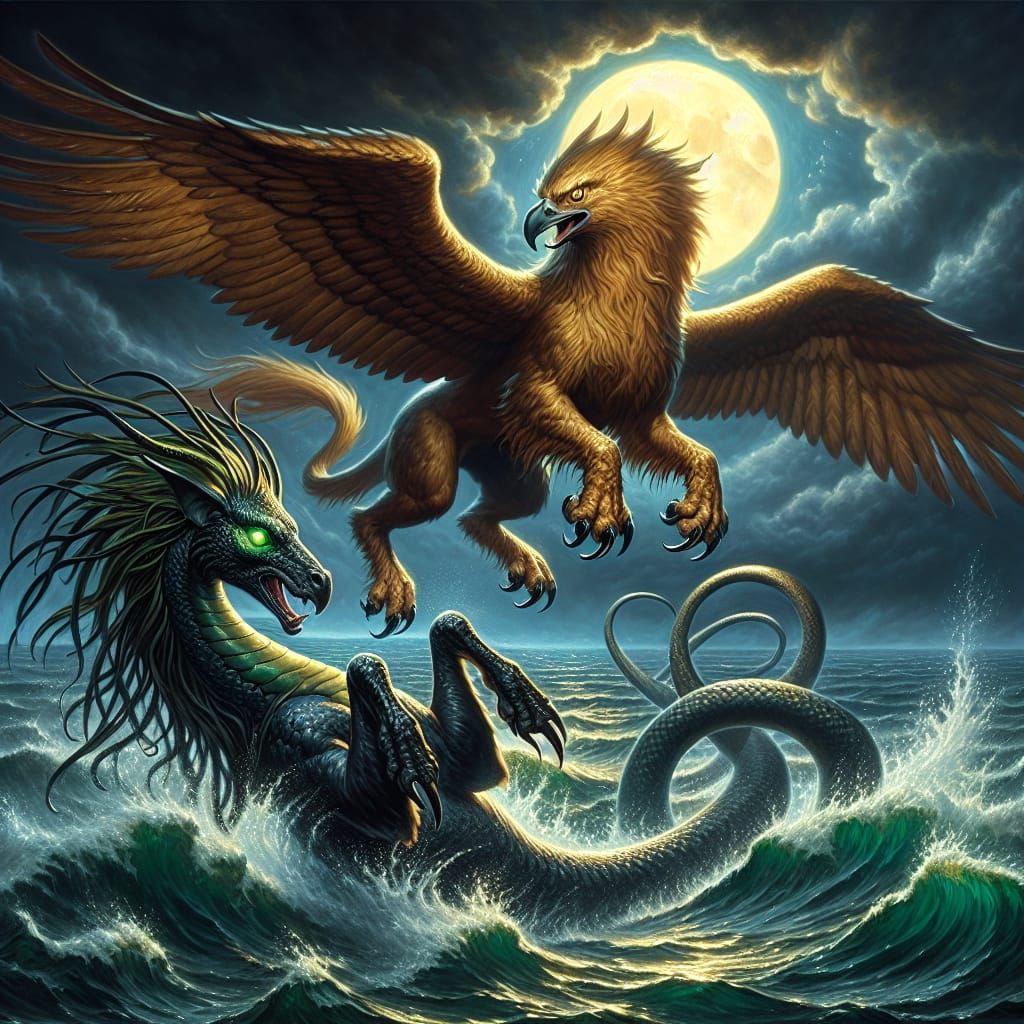 Griffin and Kelpie battle