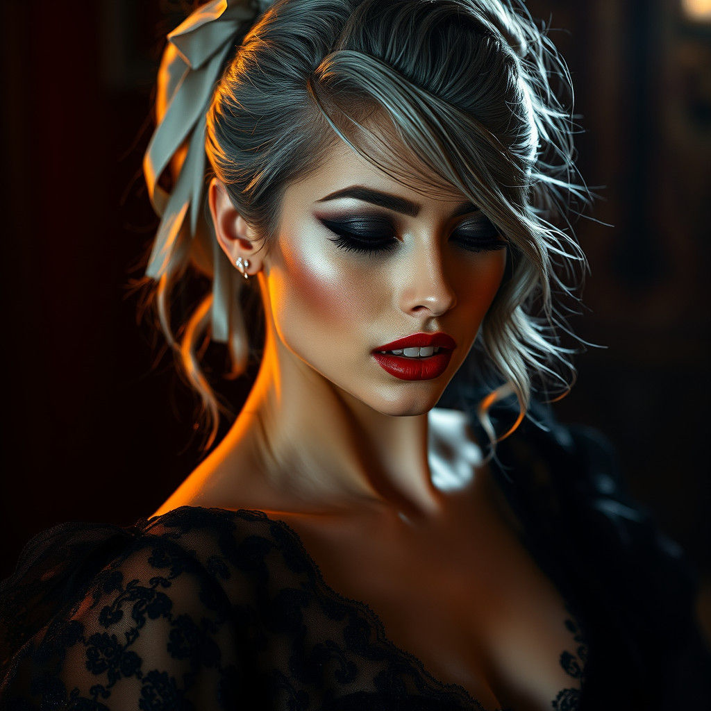 Seductress in Lavish Gown: A Macro Photograph